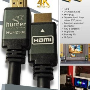 Hunter Premium HDMI 2.0 Cable – 4K Ultra HD (18Gbps High Speed)